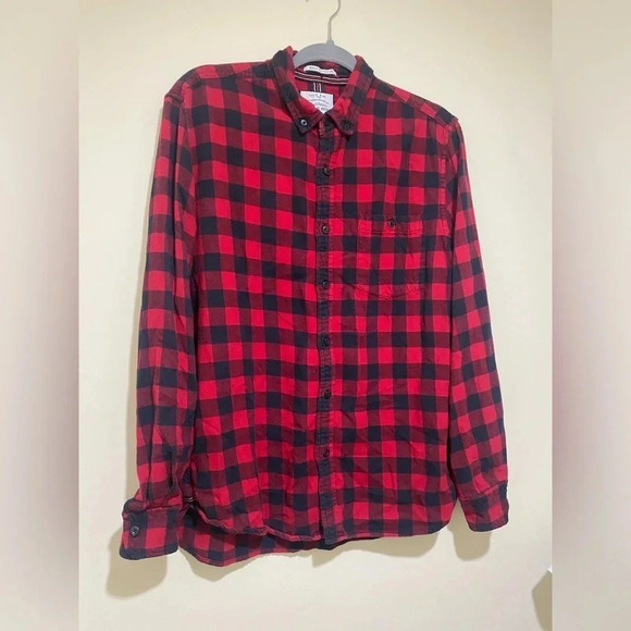 On The Road Black 100% Cotten Black and Red Flannel men’s Shirt size medium - Picture 5 of 12